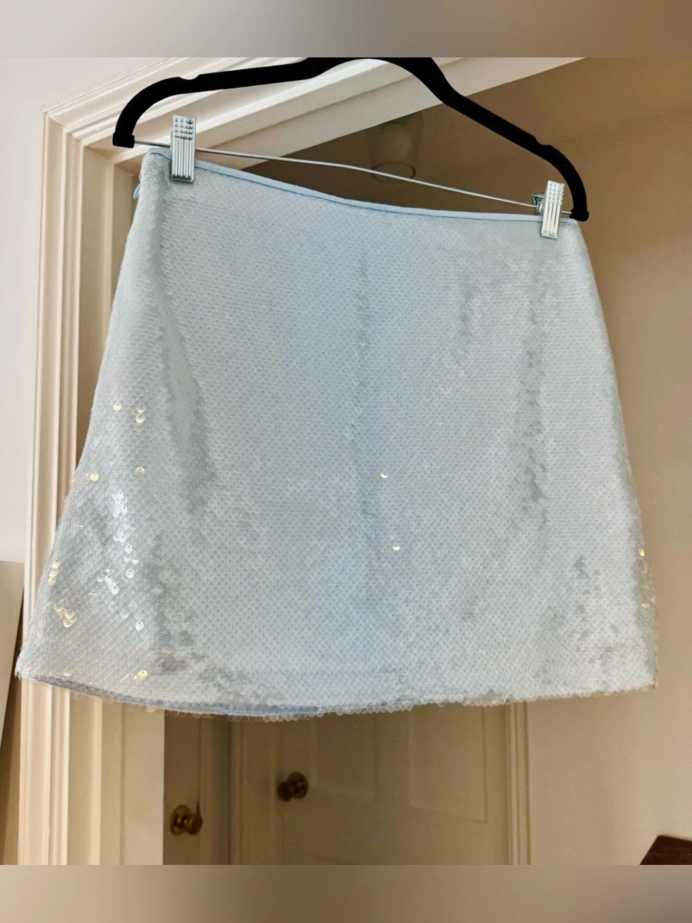 NWT Abercrombie & Fitch Light Blue Sequin A-Line Mini Skort - Picture 3 of 7